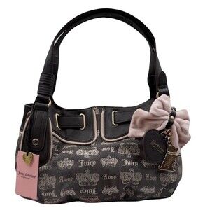 Juicy Couture Juicy Fan Club Satchel Retro Chocolate Brown Sandstone Pink NWT